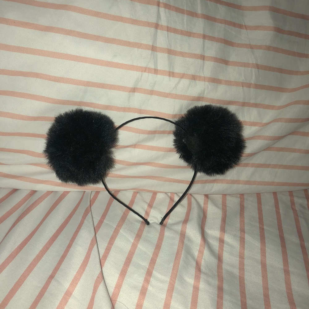 Black puff ball headband